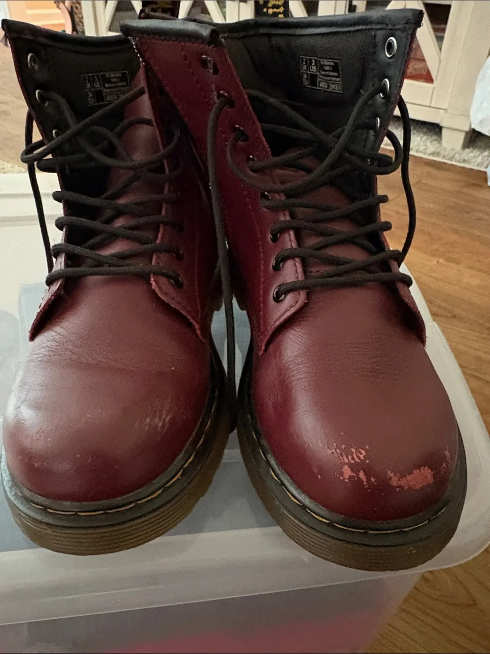 Dr. Martens Kids Burgundy Lace-Up Combat Boots